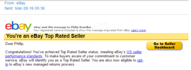eBay top rated seller message