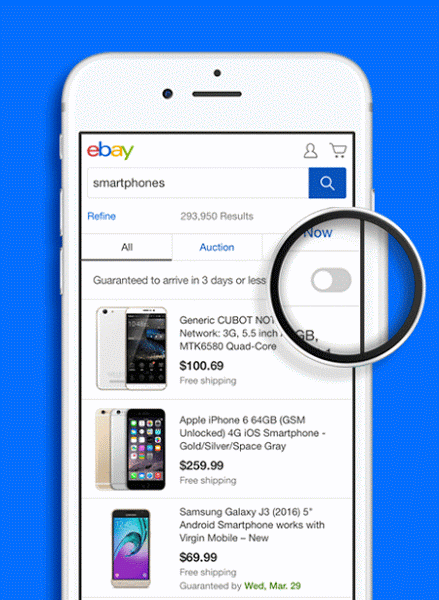 eBay Guaranteed Delivery search search helps ebay sellers who offer Guaranteed delivery be more visible in search results