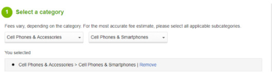 eBay fee calculator step one