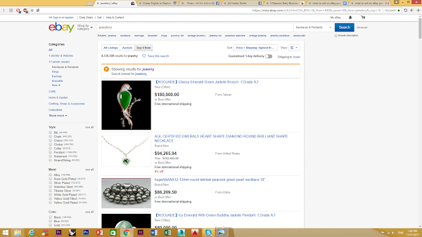 Jewelry not to sell on ebay
