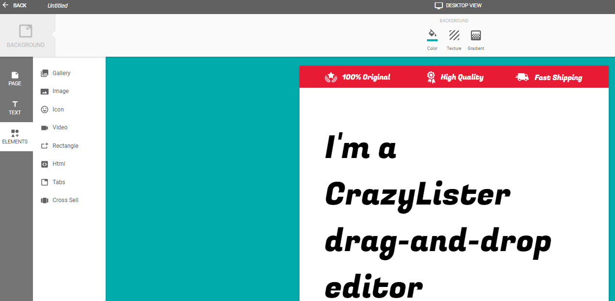 CrazyLister drag and drop editor