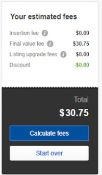 eBay fee calculator results