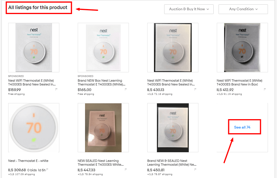 nest listings with product based shopping experience
