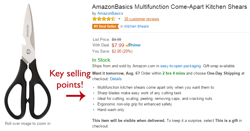 amazon product bullet points