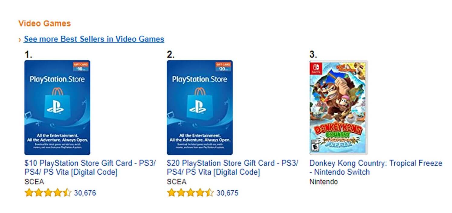 best selling games on amazon