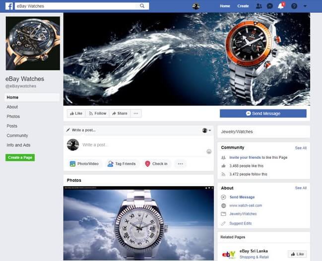 competitor facebook page