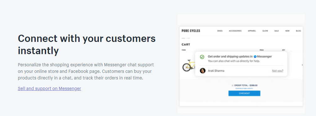 shopify lite Messenger Support